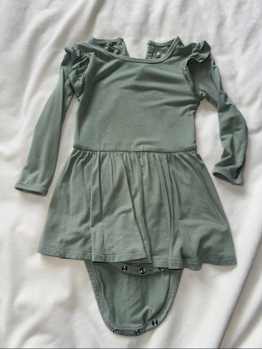 Kyte Baby Sage Green Long Sleeve Baby Dress Bodysuit 18/24 months